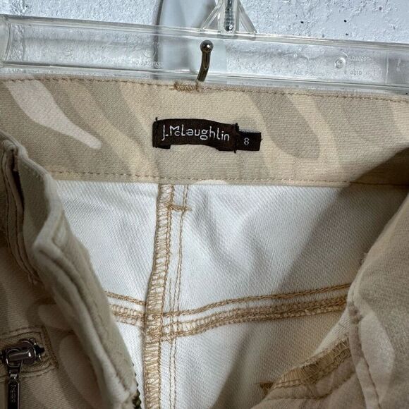 J McLaughlin Baxter Tan Camo Mid Rise Slim Fit Moto Jeans Zipper size 8 - Picture 3 of 7